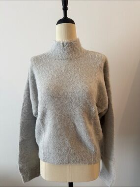 H&M Light Gray Fuzzy Mock Neck Sweater